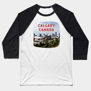 Calgary Canada Skyline Painting Baseball T-Shirt